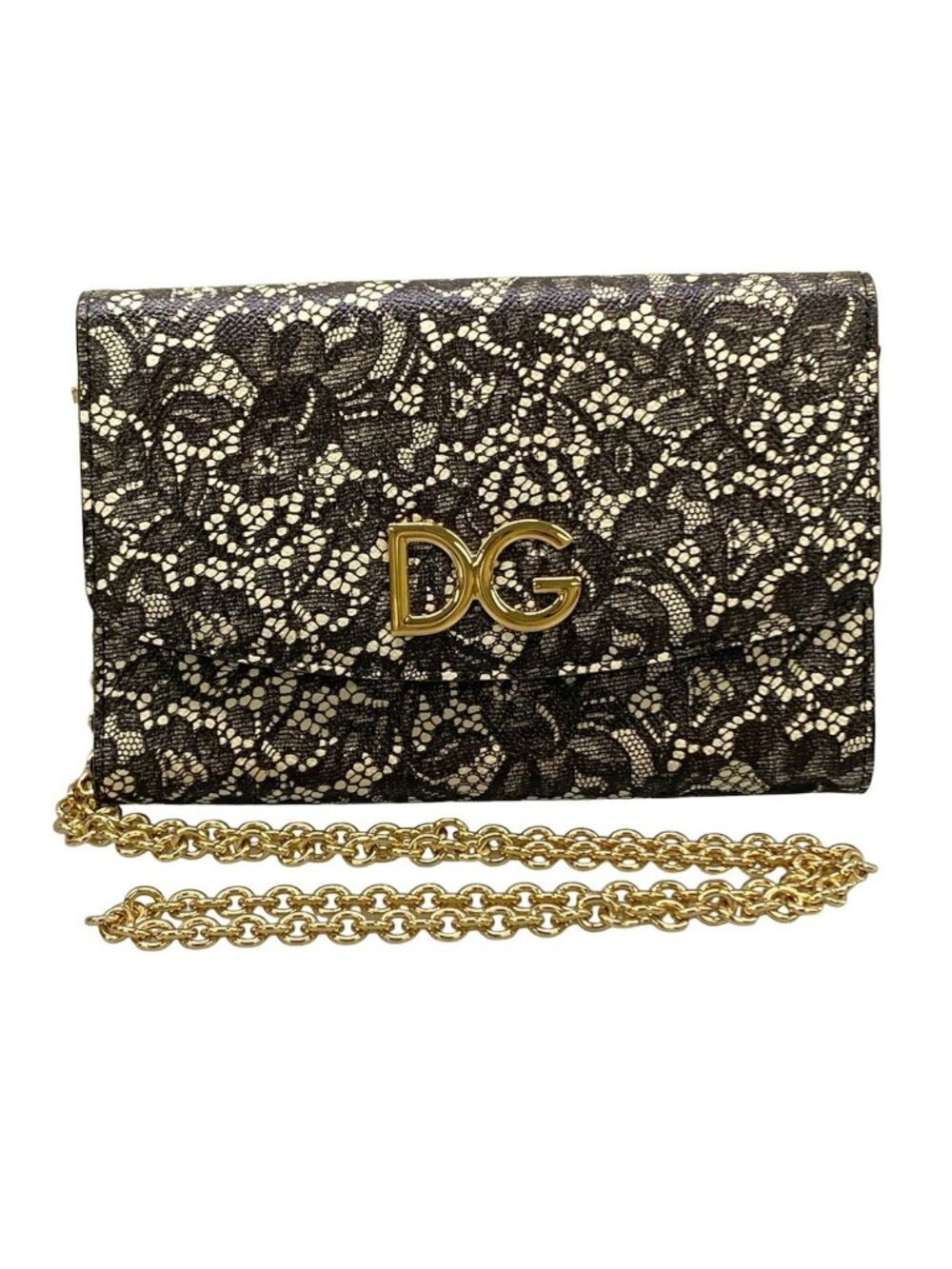 Dolce & Gabbana Wallet Black Ivory Chain Shoulder Bag